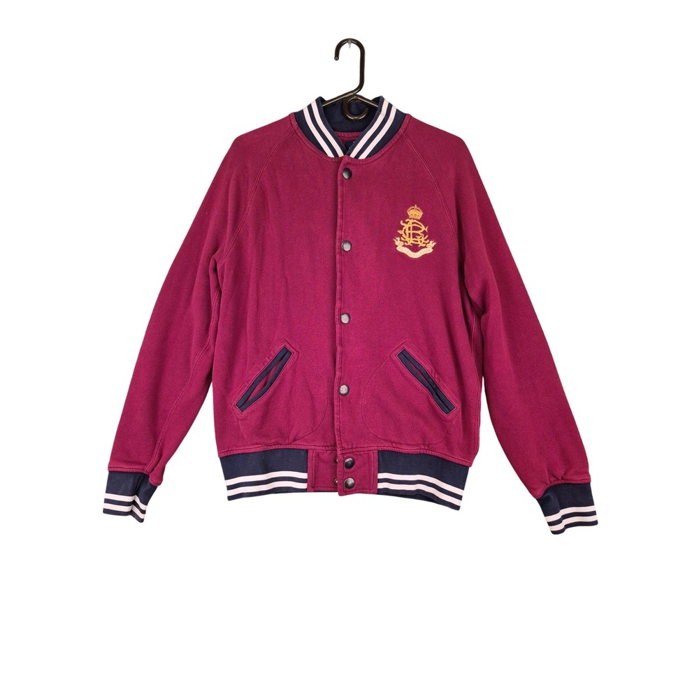 Polo Ralph Lauren Mens Dark Red Varsity Bomber Jacket Crest Logo Medium‎